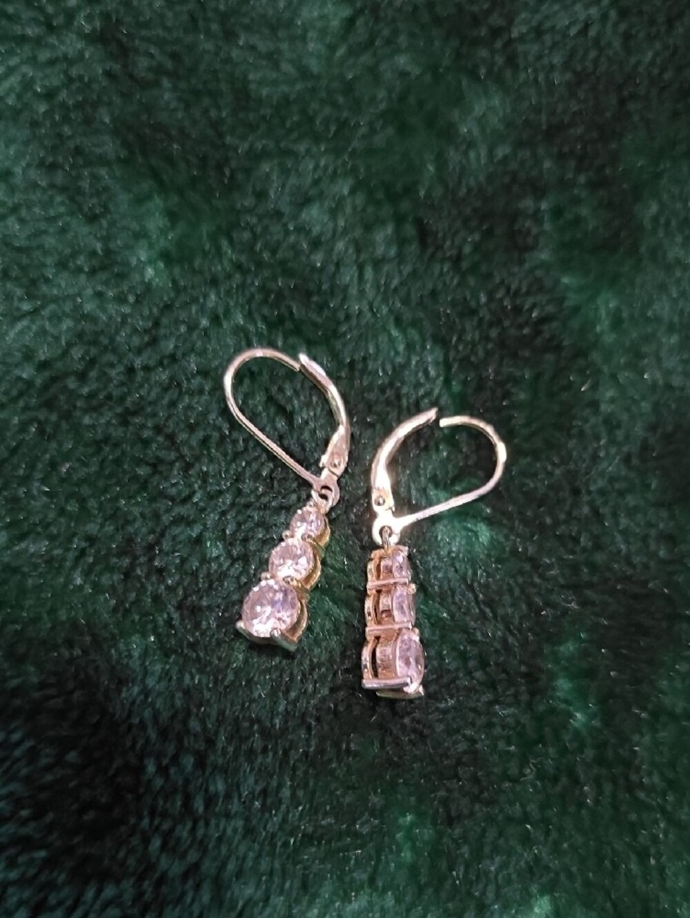Diamonique Silver-Tone Three-Stone Drop Earrings with Clear Stones - Picture 2 of 2